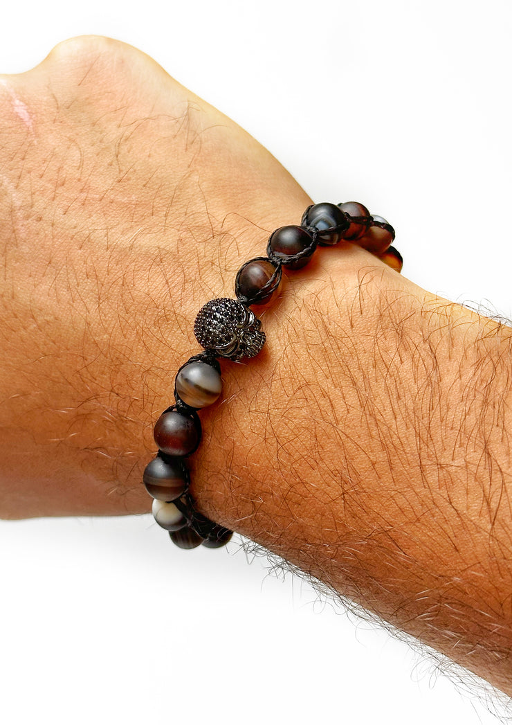 Skull Matte Agate Adjustable Bracelet