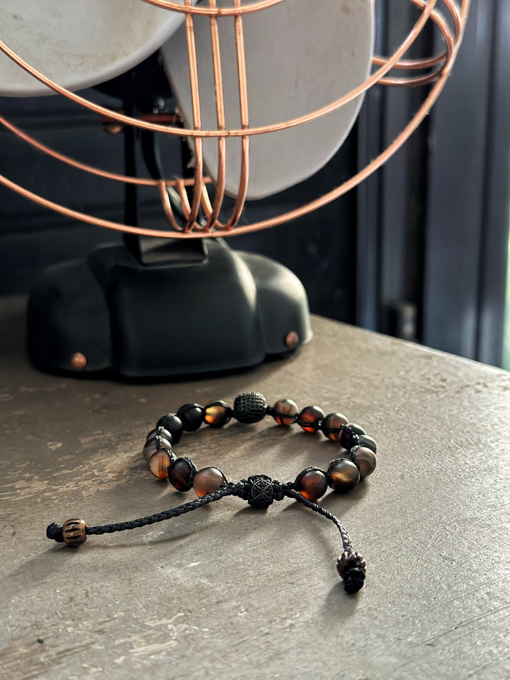 Skull Matte Agate Adjustable Bracelet