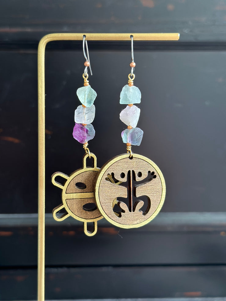 Coqui y Sol Taino Gemstone Earrings