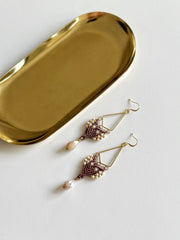 Beaded Macrame Czech Glass Earrings