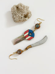 Bandera y Machete Abalone Earrings