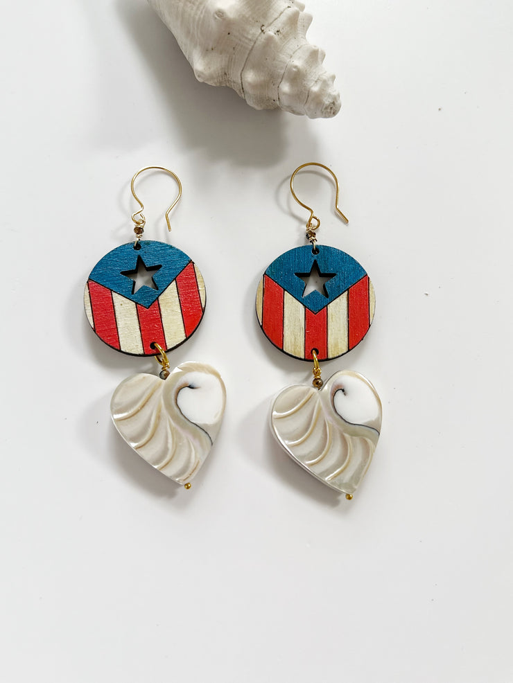 Bandera Nautilus Shell Heart Wave Earrings