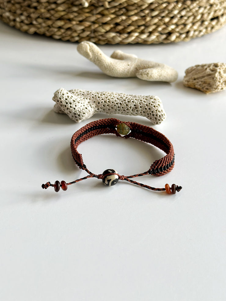 Adjustable Macrame Gemstone Bracelet