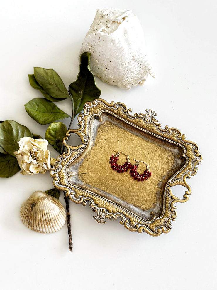 Ruby Wire Wrapped Mini Hoops