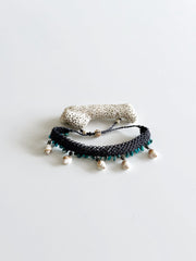 Cat Eye and Shell Adjustable Macrame Bracelet