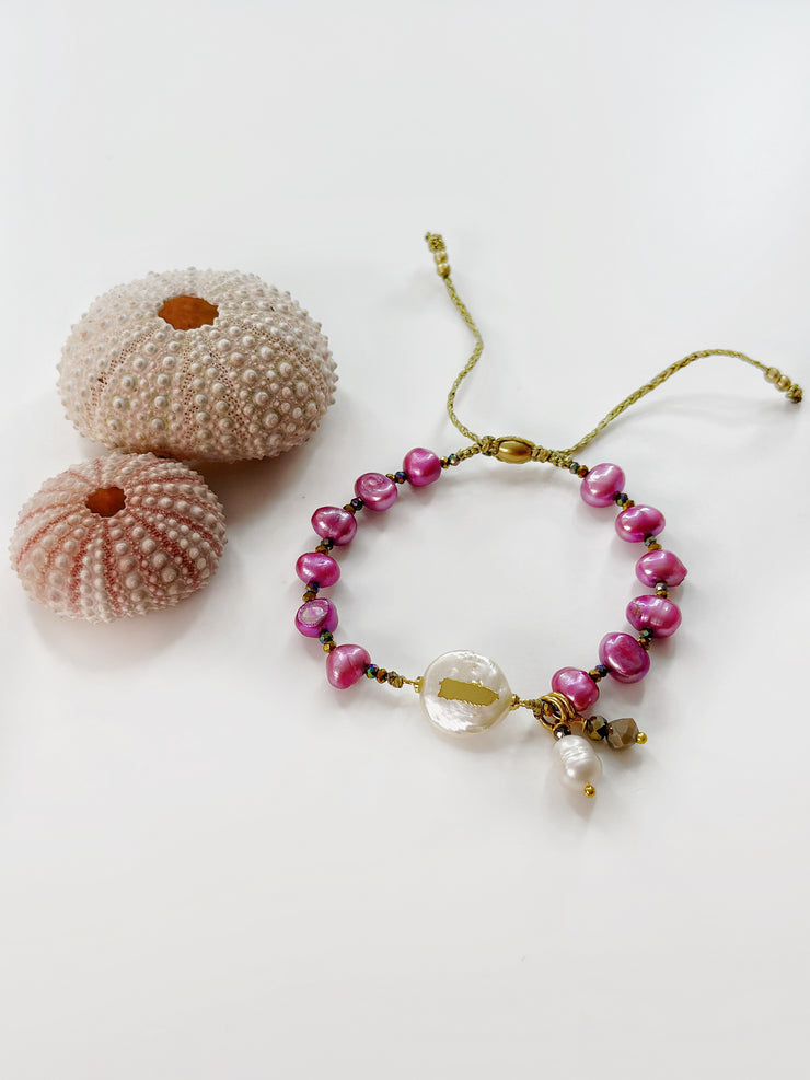 Pulsera Perla del Caribe Magenta