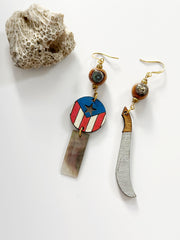 Bandera y Machete Abalone Earrings