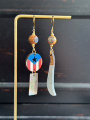 Bandera y Machete Abalone Earrings