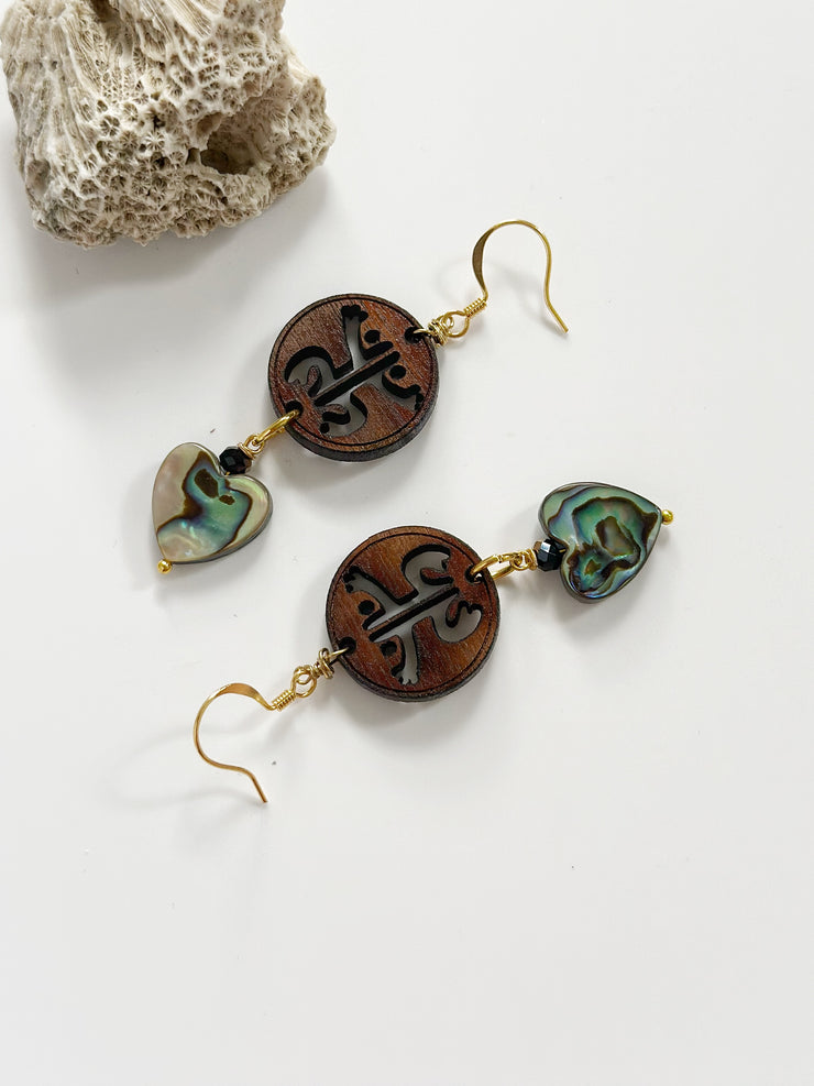 Coqui Abalone Heart Earrings