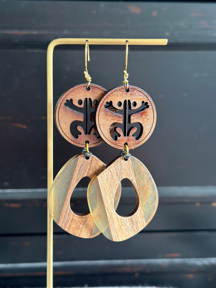 Coqui Natural Wood Geometric Earrings