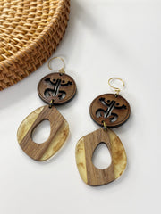 Coqui Natural Wood Geometric Earrings