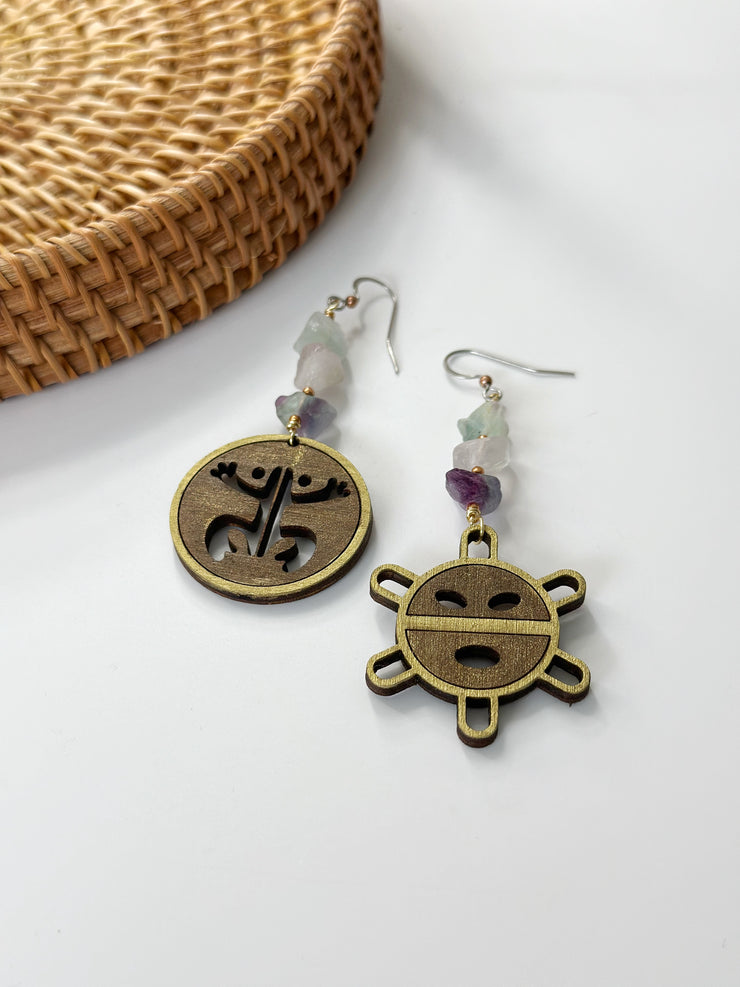 Coqui y Sol Taino Gemstone Earrings