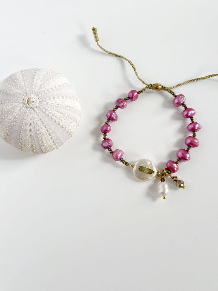 Pulsera Perla del Caribe Magenta