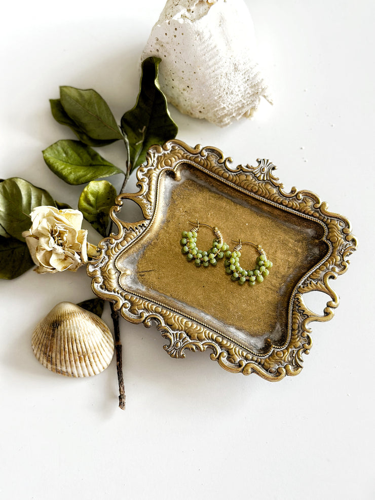 Lime Green Wire Wrapped Small Hoops