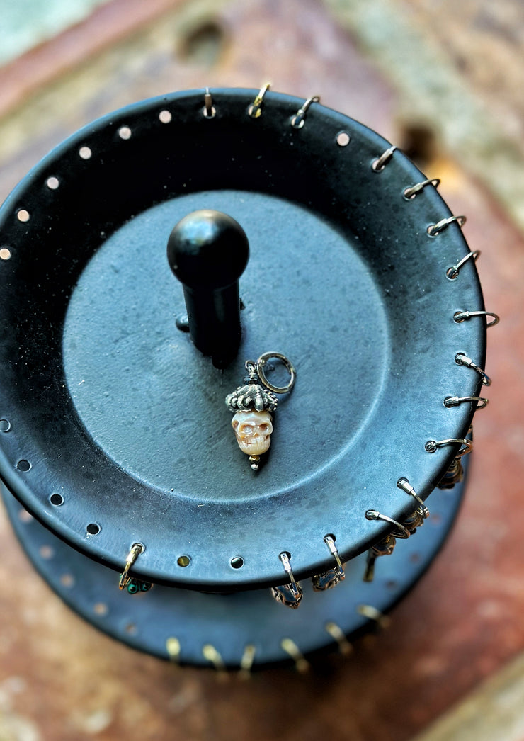 Pirate Skull Earring Carved Pearl