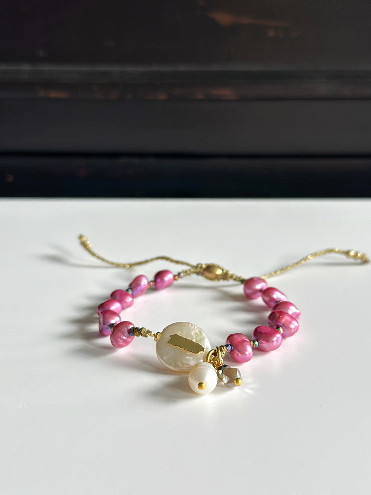 Pulsera Perla del Caribe Magenta