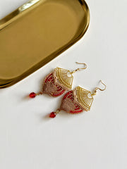 Beaded Macrame Czech Glass Earrings