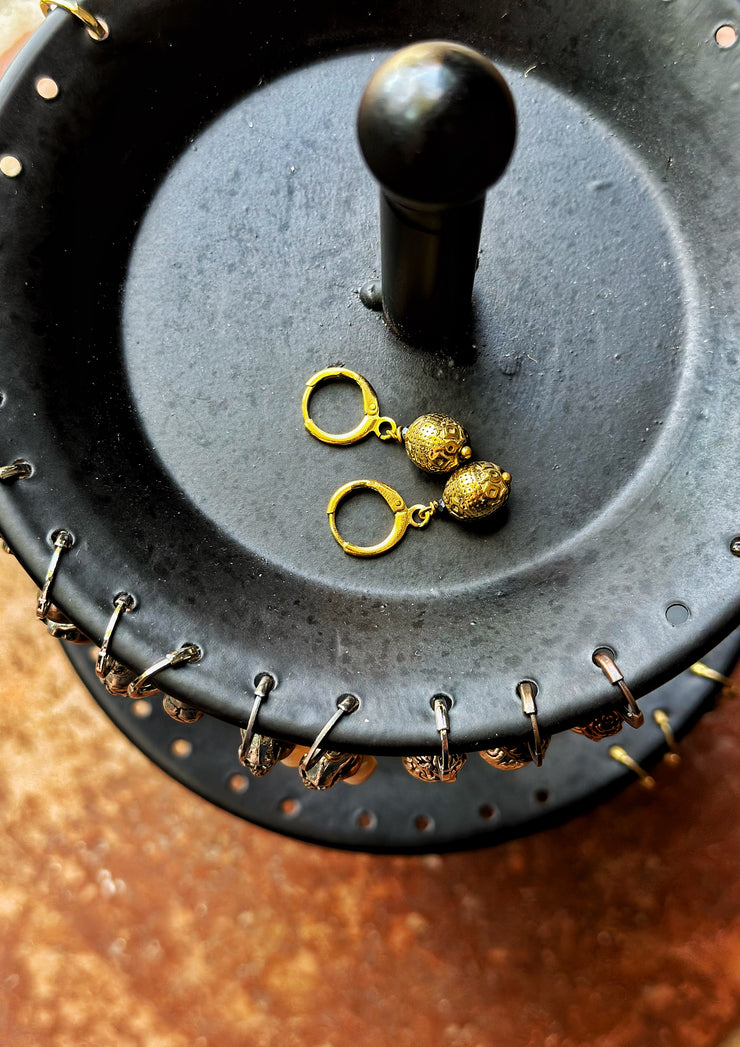 Gold Stainless Steel Ball Earrings