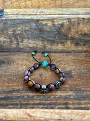 Skull and Cross Picasso Jasper Adjustable Bracelet