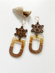 Sol Taino Natural Wood and Resin Earrings