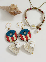 Bandera Nautilus Shell Heart Wave Earrings