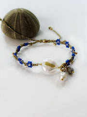 Pulsera Perla del Caribe Flor Azul