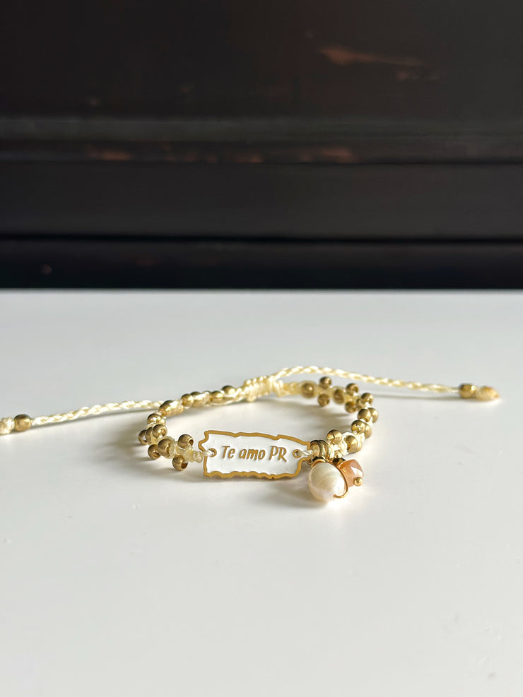 Pulsera Te Amo PR en Crema