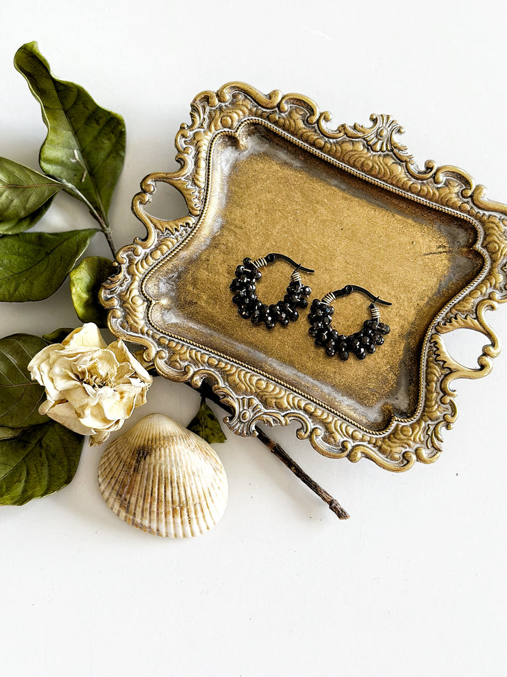 Black Wire Wrapped Small Hoops