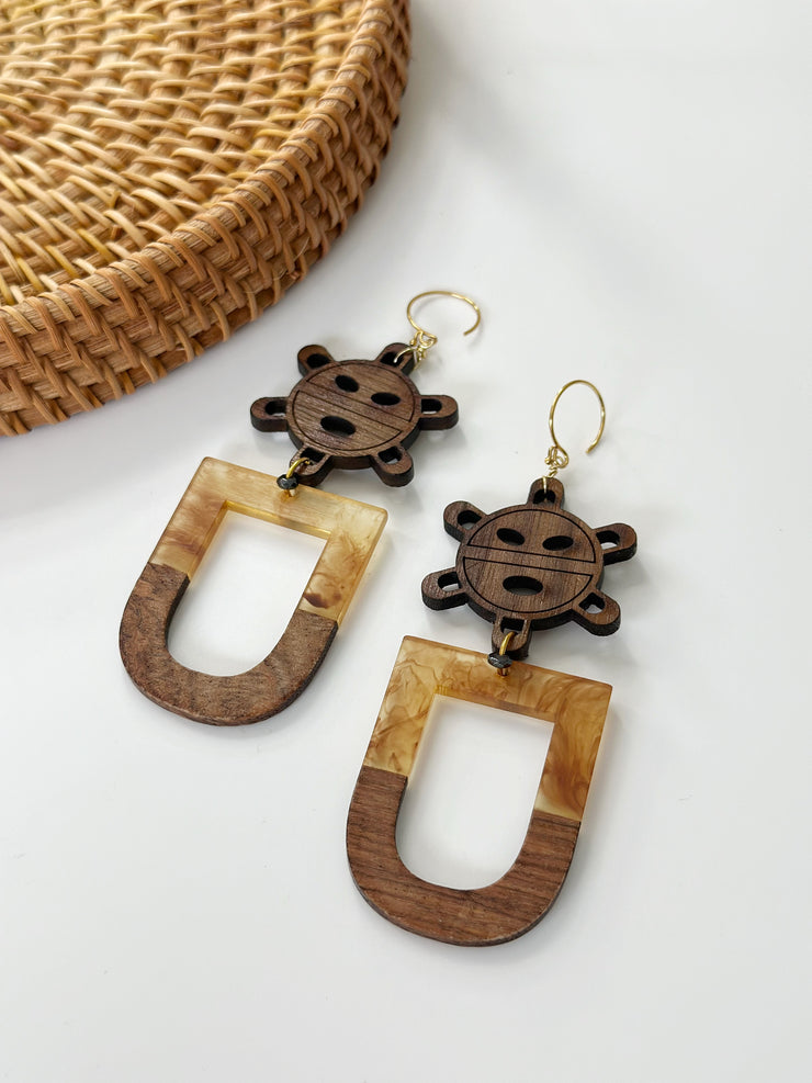 Sol Taino Natural Wood and Resin Earrings