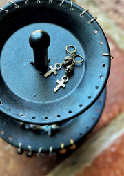 Skull and Cross Earrings Antique Brass