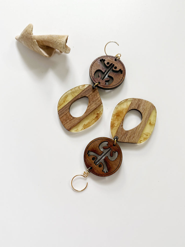 Coqui Natural Wood Geometric Earrings