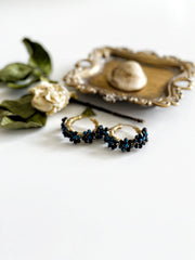 Wire Wrapped Midnight Flower Medium Hoops]