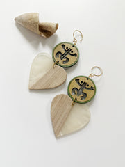 Coqui Natural Wood and Resin Earrings