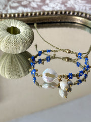 Pulsera Perla del Caribe Flor Azul