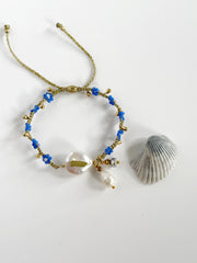 Pulsera Perla del Caribe Flor Azul