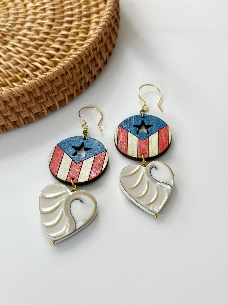 Bandera Nautilus Shell Heart Wave Earrings