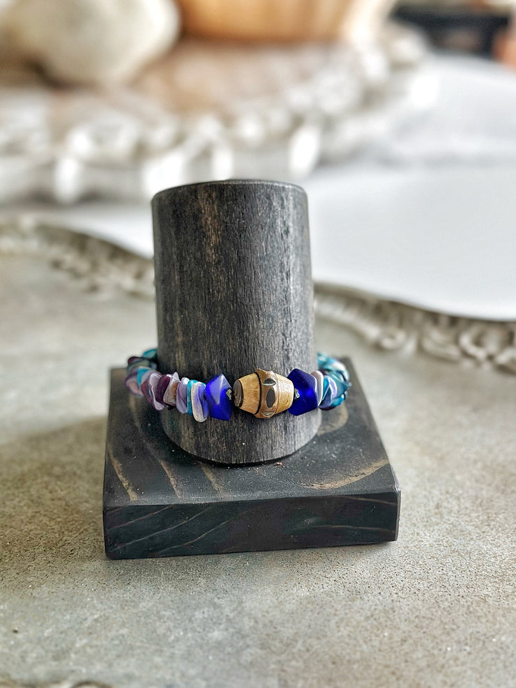 Horn and Sea Glass Bracelet