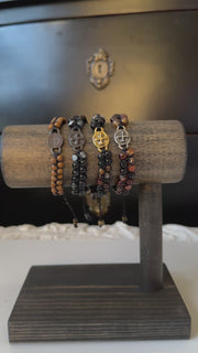 Cross Doubled Beaded Natural Stone Bracelet