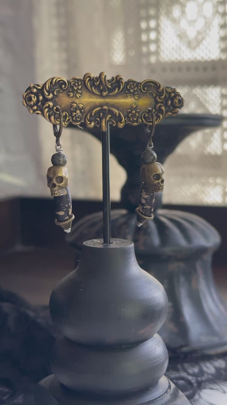 Antique Bronze Skull and Bone Huggies