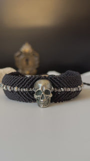 Silver Skull Macrame Bracelet