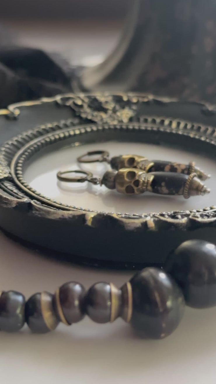 Antique Bronze Skull and Bone Huggies