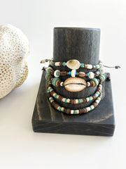 Black Pen Shell with Batik Bone Bracelet