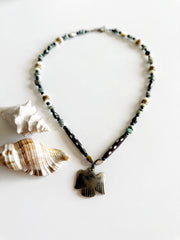 Batik Bone Eagle Turquoise Necklace