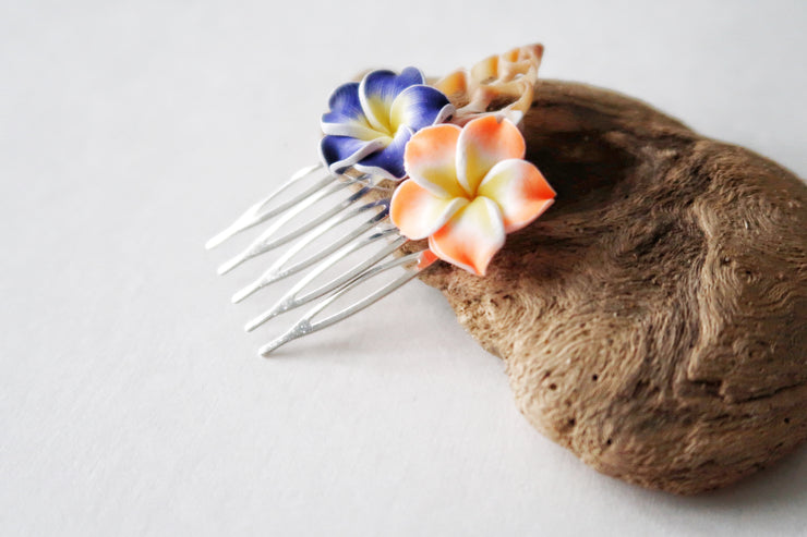 Tropical Flower and Seashell Hair Pin