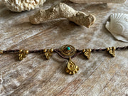 Turquoise and Brass Macrame Anklet