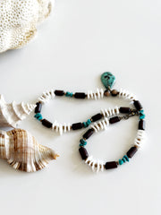 White Mosaic Turquoise and Shell Necklace