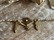 Quartz and Brass Anklet