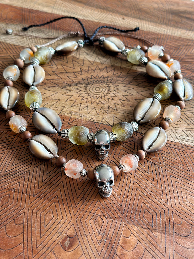 Skull and Cowrie Shell Necklace