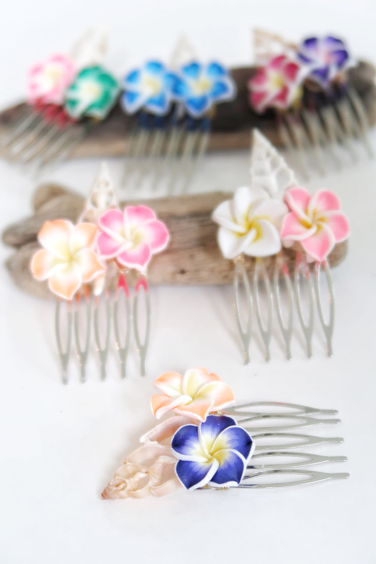 Tropical Flower and Seashell Hair Pin