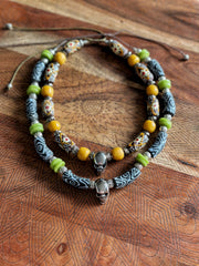 Skull and African Glass Necklace